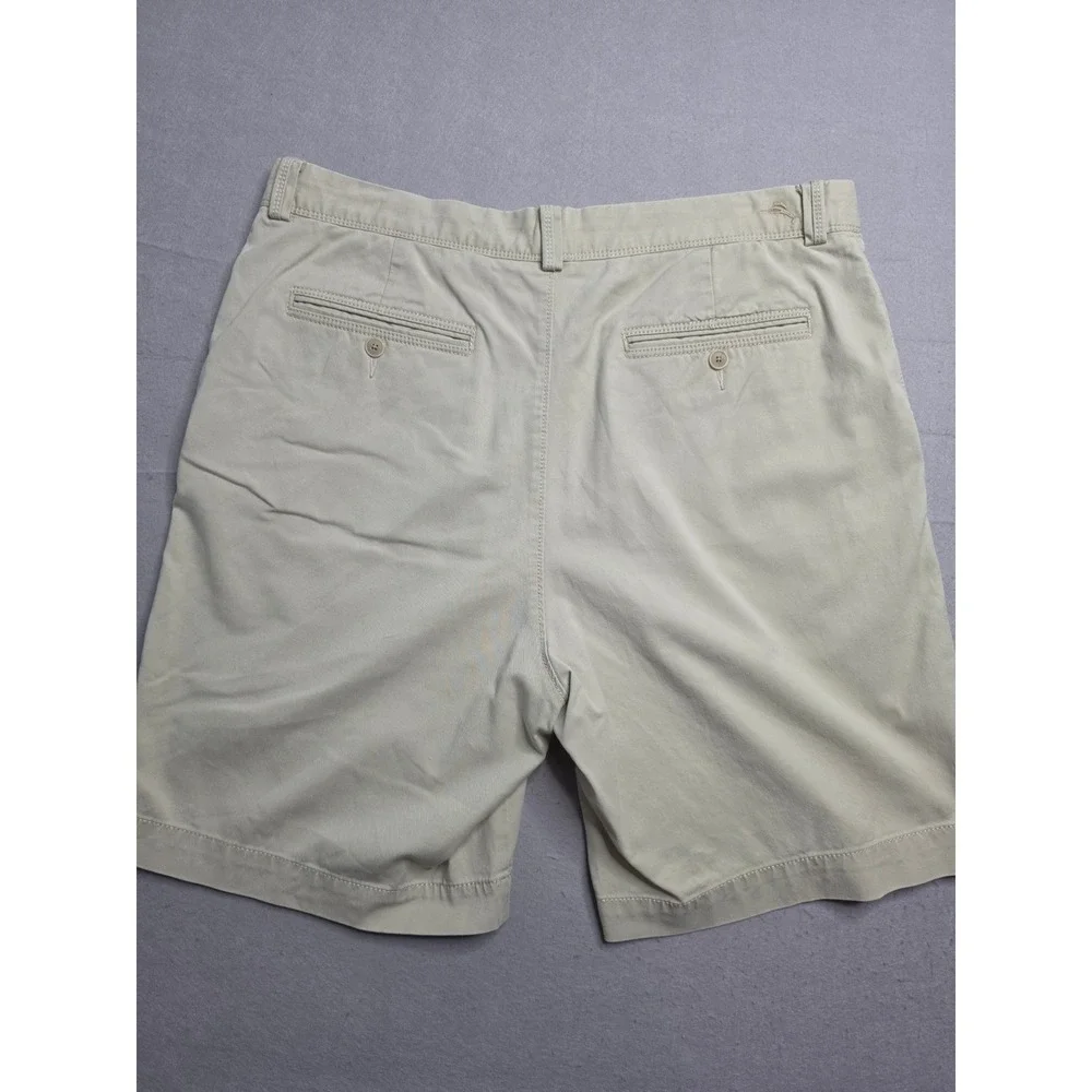 Tommy Bahama Chino Shorts Men's 36 Khaki Cotton Flat Front Slash Pocket Casual